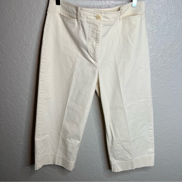 Talbots Wide Leg Cream Crop Chino Pants - Picture 6 of 7